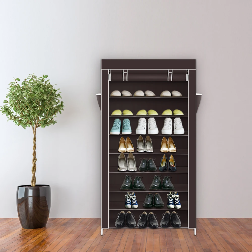 

10 Tiers Shoe Rack with Dustproof Cover Closet Shoe Storage Cabinet Organizer Shoe Tower Shelf Shoe Racks Storage - US Stock