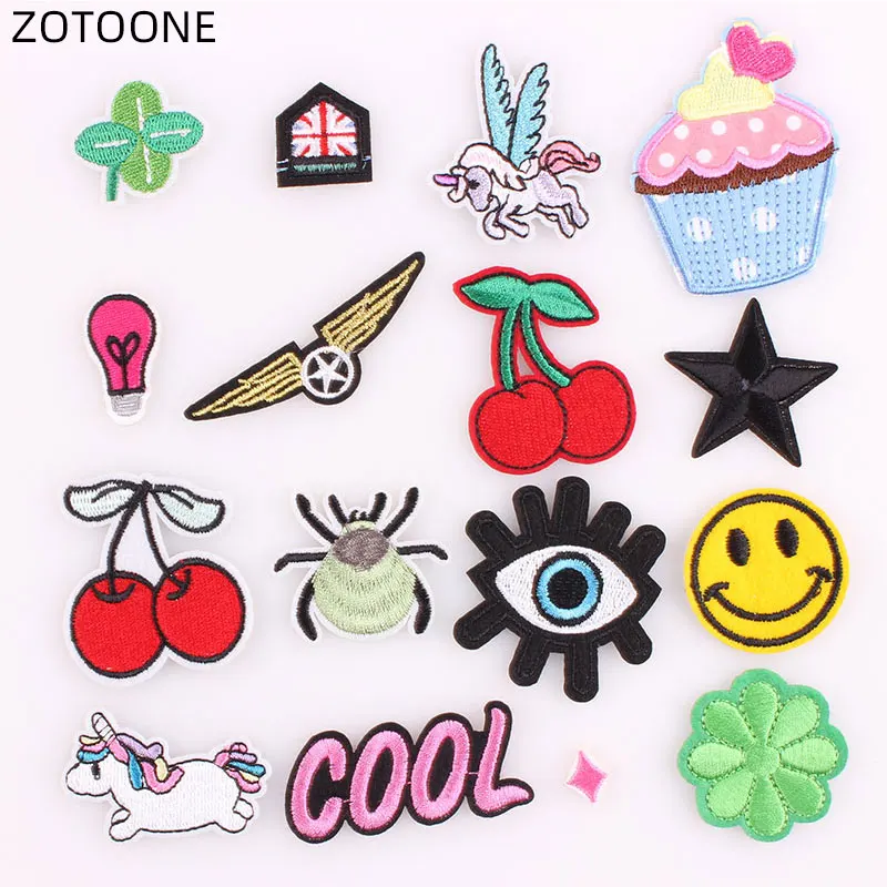 

ZOTOONE Cartoon Unicorn Bear Iron on Animal Patches for Clothing DIY Embroidery Stripe on Clothes Cute Fish Applique Badge G