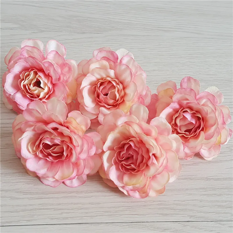 10 pieces / digit artificial flower 5cm pink silk flower head wedding