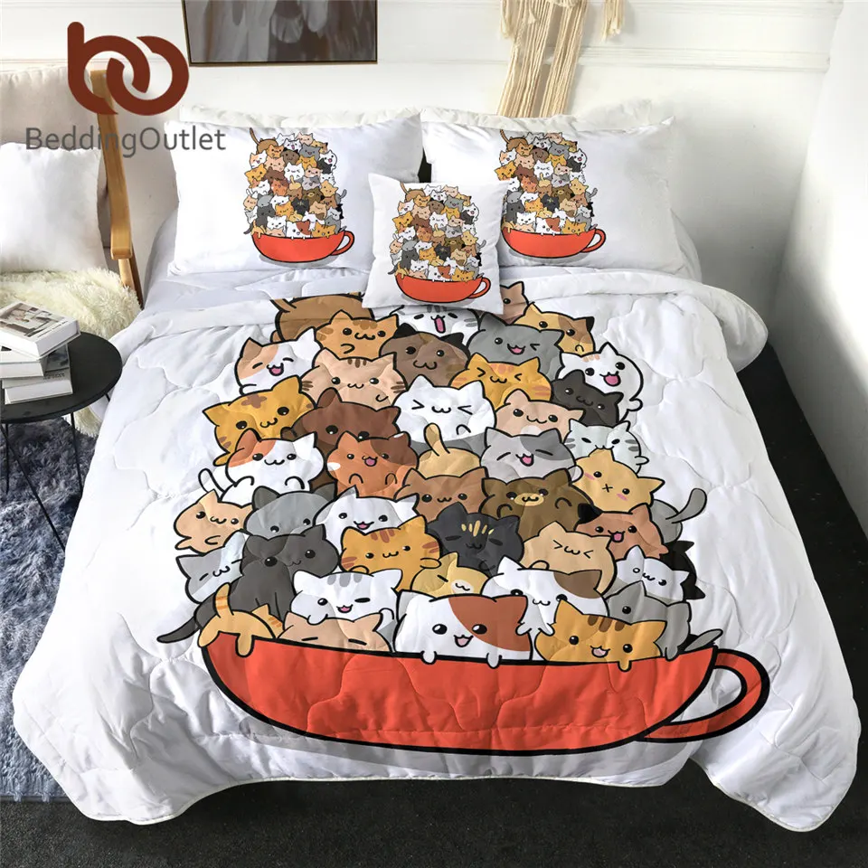 Постельные принадлежности чашка с кошкой одеяло милое летнее подушкой чехол