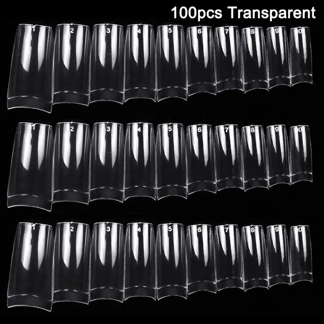 100/500pcs Nails Half French False Nail Art Tips Acrylic UV Gel Manicure Tip Nail French Nail Piece Finished uñas postizas DIY 100pcs Transparent