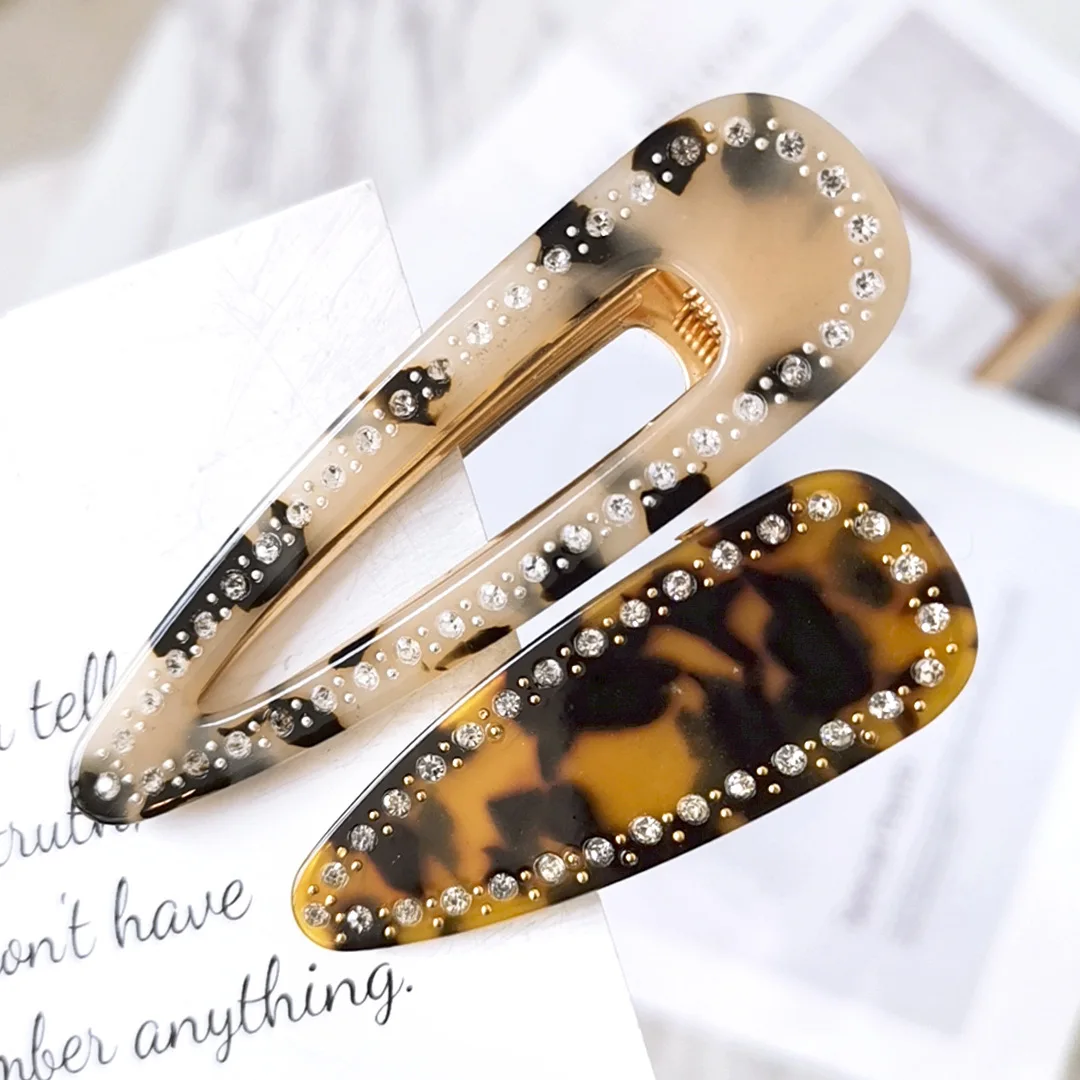 

2019 Tortoiseshell New Temperament Acetic Acid Leopard Hairpin Bangs Clip Side Clip Hollow Hair Accessories for Women