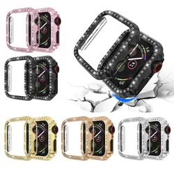 Часы с яркими украшениями Bling чехол для Apple Watch Series 4 3 2 1 ремешок корпус 42 мм 38 м 40 мм 44 мм чехол протектор для IWatch