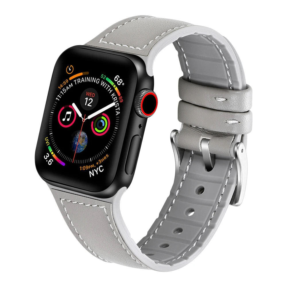 Ремешок для apple watch iwatch 5 band 42 мм 44 кожаный и силиконовый браслет Series 4 3|Ремешки