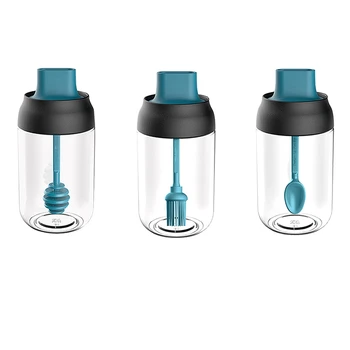 

3Pcs Spice Jar Spice Bottle Salt Pepper Jar Seasoning Jar Moisture-Proof Lid Spoon Seasoning Container Kitchen