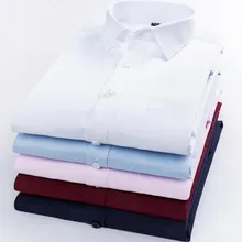 Мужские однотонные яркие цвета черные модные платья Формальные рубашки Camisa, воротник-стойка Оксфорд Высокое качество Slim Fit рубашки с длинными рукавами