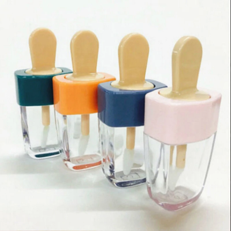 6ml Empty Lip Gloss Tube Container Ice Cream Shape Bottle Cosmetic Ice Cream Transparent Lip Balm Refillable Bottle New