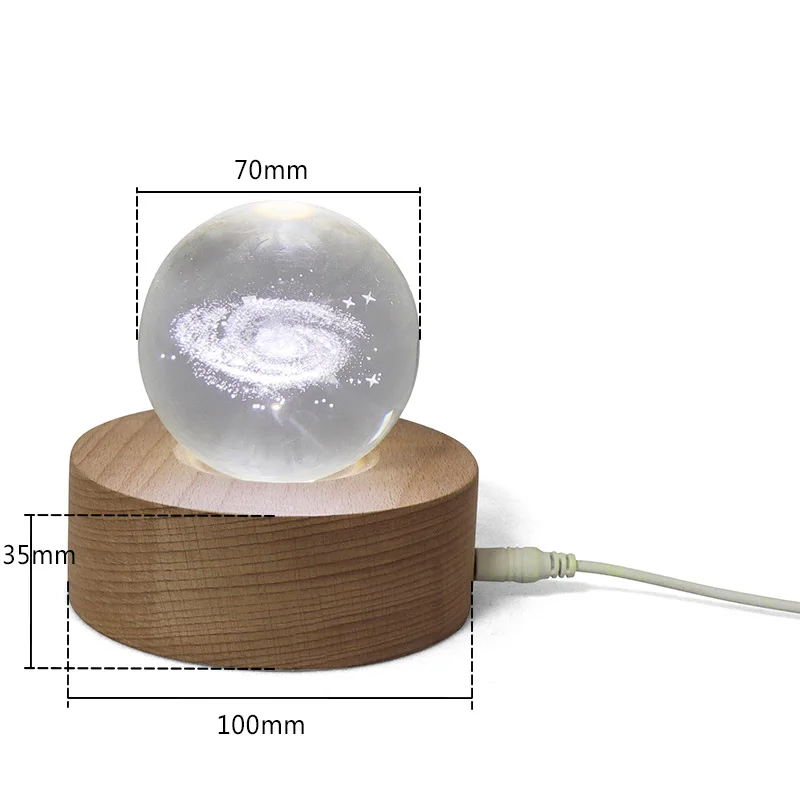 Nuevo Прямая поставка светодиодный ночник хрустальный шар из цельного дерева креативный базовый ночной Светильник для спальни
