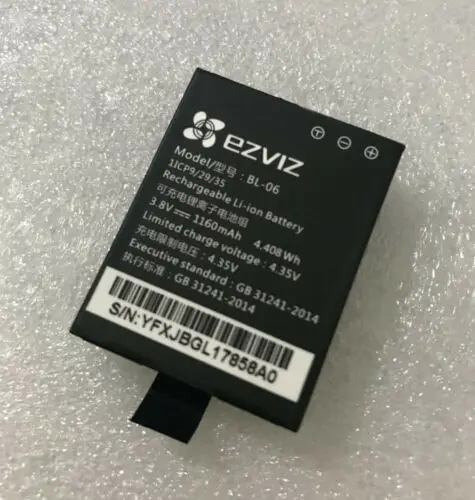 Nuova Batteria Originale 1160Mah 4.408Wh 3.8V Bl-06 Per Ezviz S6 S5 S2 S1C