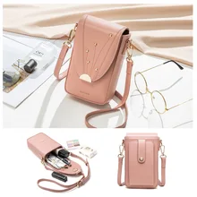 Новые модные женские кожаные сумки-мессенджеры для телефона, простая Большая вместительная сумка для денег, держатель для карт, кошелек на молнии, сумки через плечо