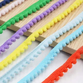 

2yards 10mm MINI Pom Pom Trim BallPearl Pompom Fringe Ribbon Sewing Lace Kintted Fabric DIY Craft Accessories Home Party Decora