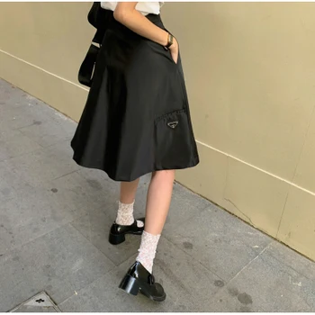 

Black Pleated Skirt Women Vintage Elegant Punk High Waist Skirt Mujer Summer 2020 Retro Chic Plus Size Skirt Maxi Retro