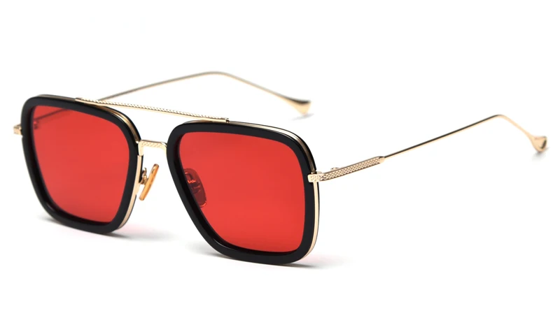 gold with red Peekaboo женские поляризованные солнцезащитные очки мужские маленькие модные ретро солнцезащитные очки для женщин Желтый Черный золотое металлическое обрамление квадратный - Цвет линз: gold with red