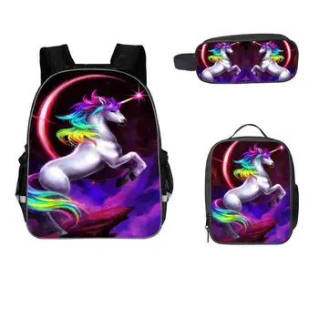 

new Women 3d Backpack Unicorn Cute School Printing Backpack Bookbag School Bags For Teenage Girls Mochila Travel Softback