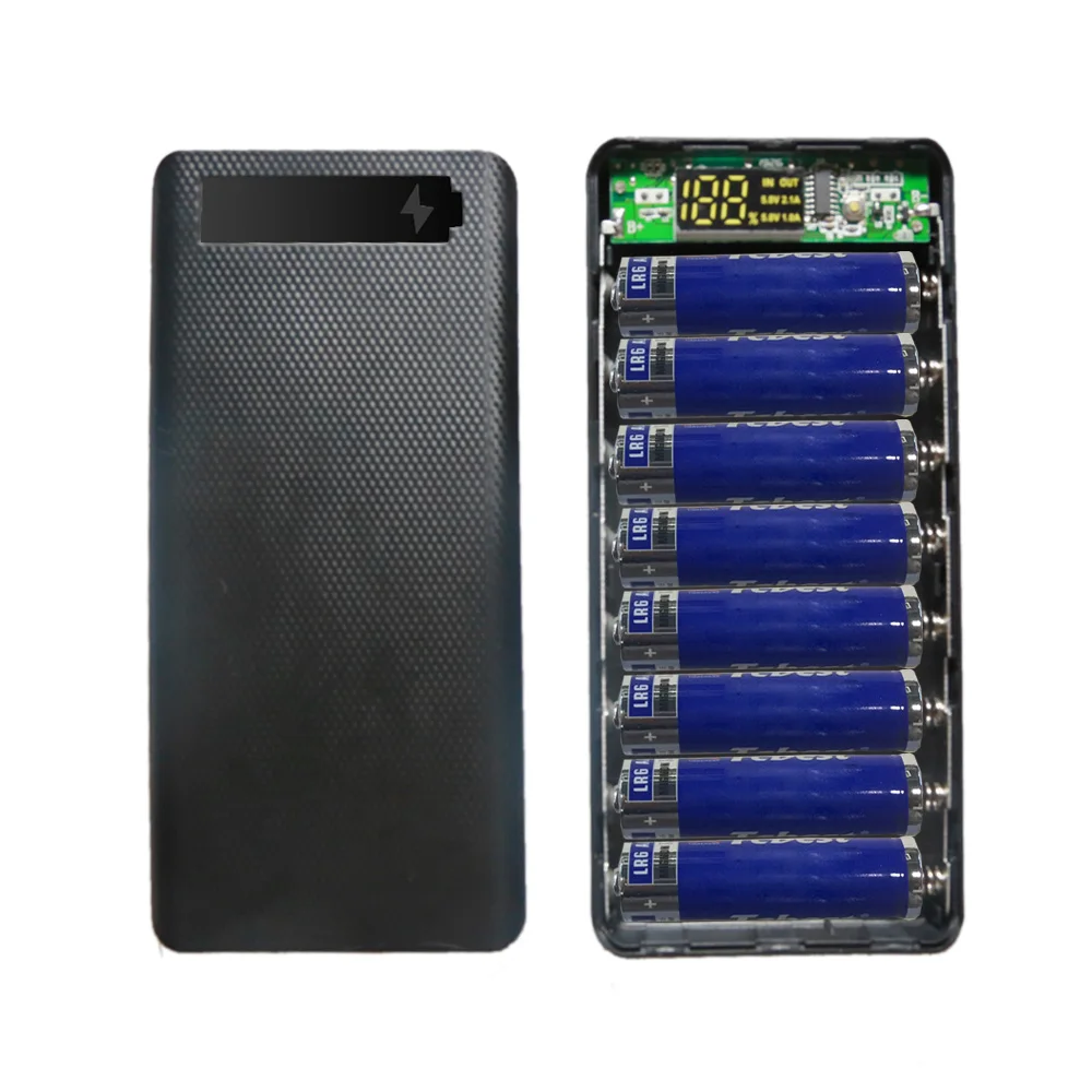 Ящик для хранения батарей USB Type C 8x18650 DIY Мобильный Внешний аккумулятор 5 В двойной