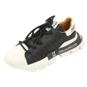 

Chunky Sneakers Lace-Up Female Shoes Round Toe Women Sneakers Thick Bottom Woman Flats Mixed Colors Leisure Walking Daddy Shoes