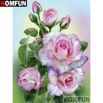 

HOMFUN Diamond Painting Cross Stitch "Rose flower" Full Square Round Diy 5d Diamond Embroidery Picture Rhinestone Art A27178
