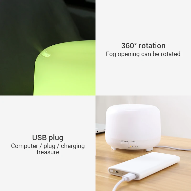 KBAYBO 300ML Electric Ultrasonic Air Humidifier USB Aromatherapy Essential Oil Aroma Diffuser with Remote Control 7 Color Lights
