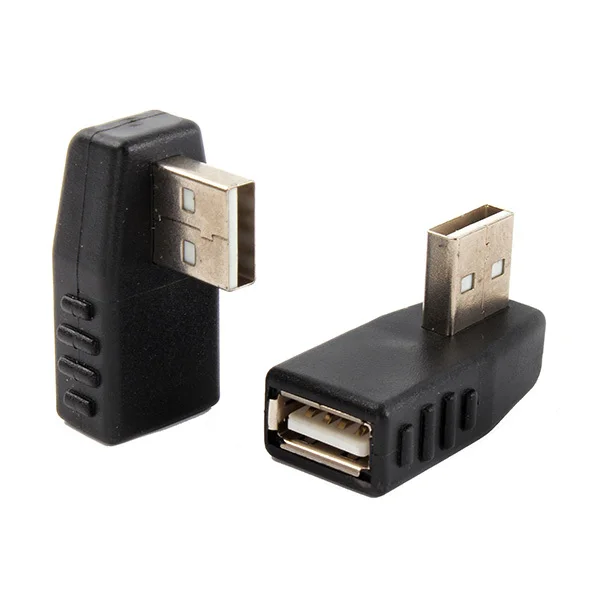 Высокое качество 2 шт правый+ левый угол 90 USB 2,0 мужчина к гнезду Соединительный адаптер