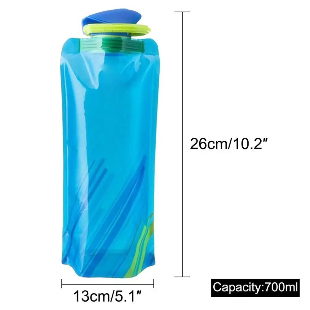 Foldable Water Bottle Outdoor Hiking Camping PE Water Bag Soft Flask Squeeze Portable Running Cycling Bags