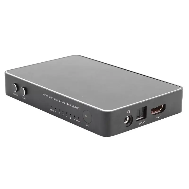 Прочный HDMI переключатель концентратор износостойкий HDMI переключатель разветвитель 6X1 SPDIF 3,5 мм аудио экстрактор конвертер с дистанционным управлением