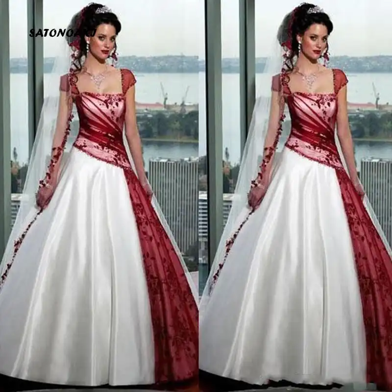 Red and white plus size wedding dresses Clearance