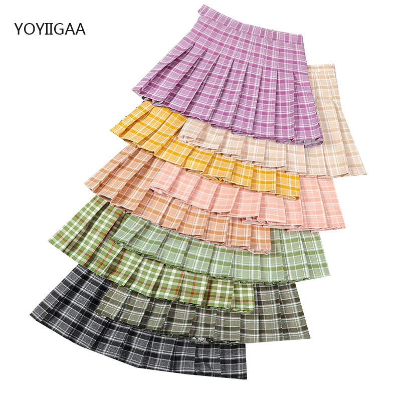 

Plaid Skirt Lady Zipper High Waist Pleated Mini Skirts Summer Student Women Plaid Skirts Fashion Sweet Chic Women's Short Skirt