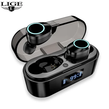 

LIGE Wireless Headphones Bluetooth 5.0 Earphones with Microphone LED Display IPX6 Waterproof TWS Bluetooth Earphone Headphone