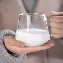 Простая Скандинавская прозрачная стеклянная чашка, креативная чашка для воды с ручкой, Tazas Para, кафе, высокая емкость, посуда для молока 450 мл, MM60BLB