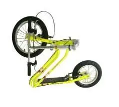 12 дюймовый воздушный детский колесный самокат с ручным тормозом и резиновой шиной - Цвет: fold yellow