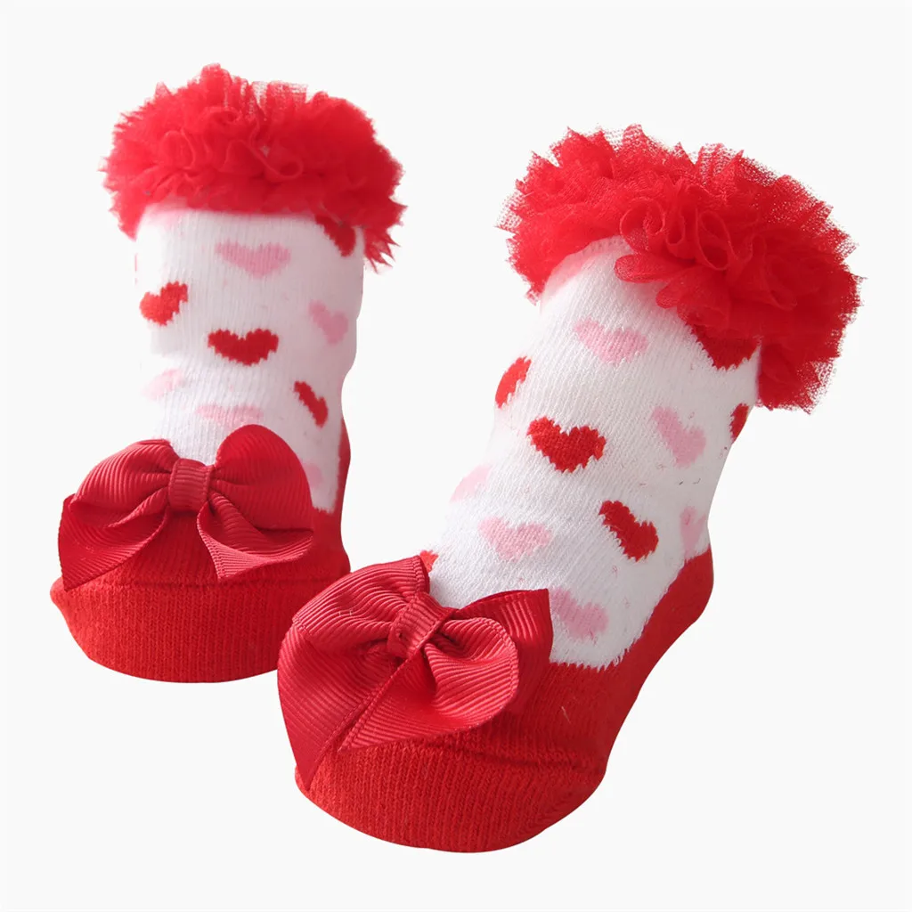 Милые носки для маленьких девочек; жаккардовые Балетные Носки; милые носки принцессы с бантом для малышей - Цвет: S