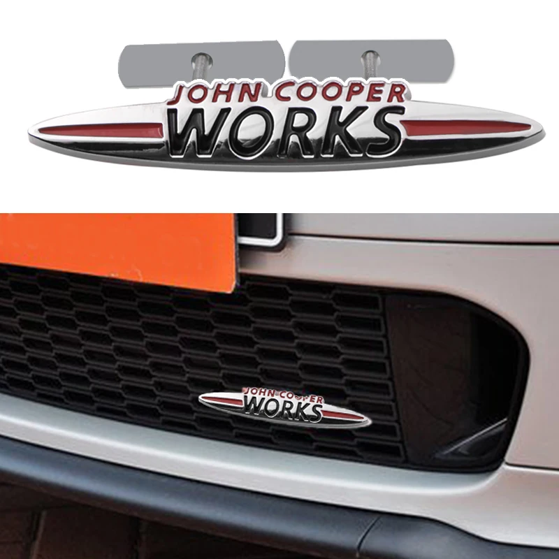 

3D Chrome Metal Mini JCW Car Sticker Front Grille Badge Emblem for Mini Cooper Countryman JCW F55 F56 F60 R50 R56 Accessories
