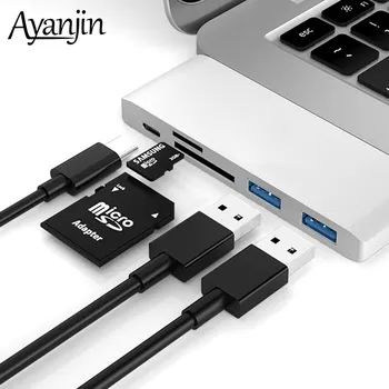 

5 in 1 USB 3 Hub Type-C Hub 3.1 To USB C Hub With USB 3.0 TF SD Reader Slot For MacBook Pro/Air Xiaomi Huawei HP Dell Hub Type C
