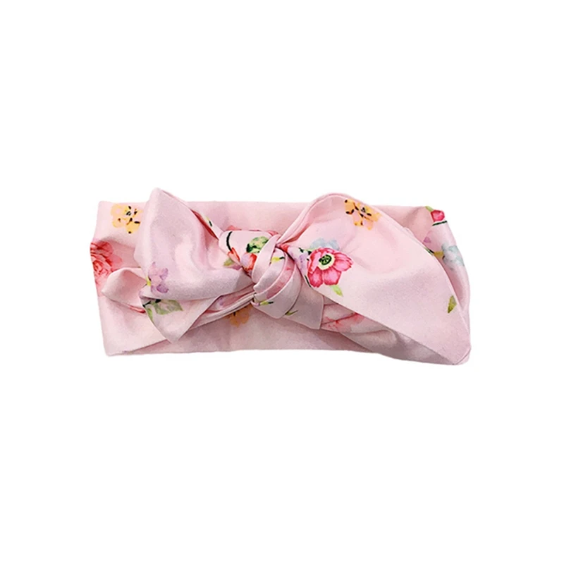 Комплект одежды для новорожденных девочек; розовый хлопковый комбинезон с цветочным принтом+ брюки+ повязка на голову; комплект детской одежды из 3 предметов; От 0 до 2 лет