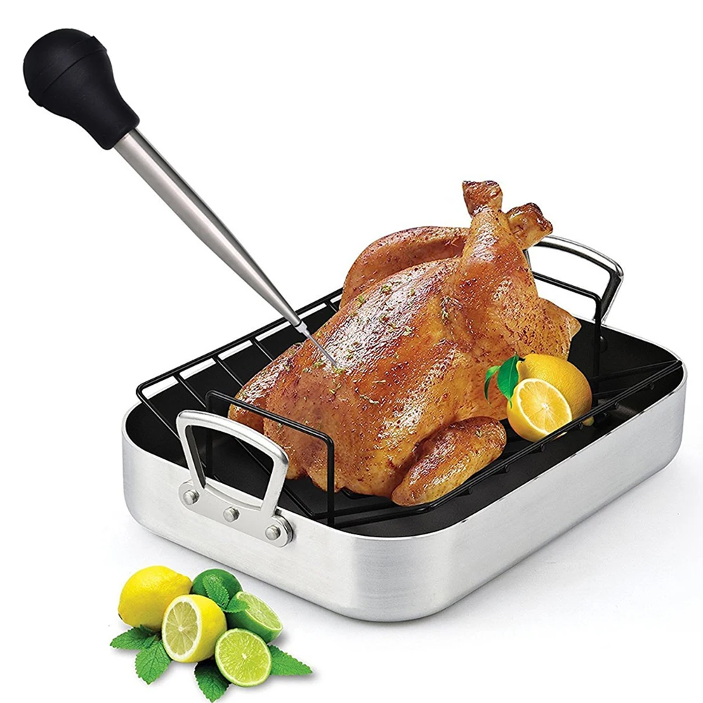 Набор инжекторов для мяса птицы, открытый кухонный Бастер из нержавеющей стали для выпечки, индейки, приправа для барбекю, чистящая щетка для дома, силиконовый инструмент