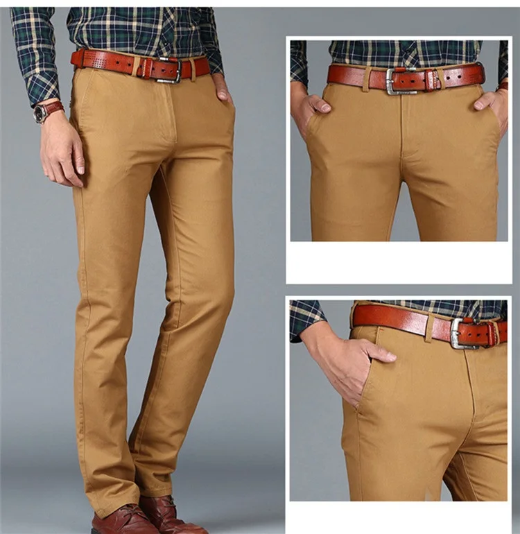 Pants Loose Cotton Full Length Men Pants Casual Pockets Army Khaki Black Male Trousers Pants Men social Big Size Summer