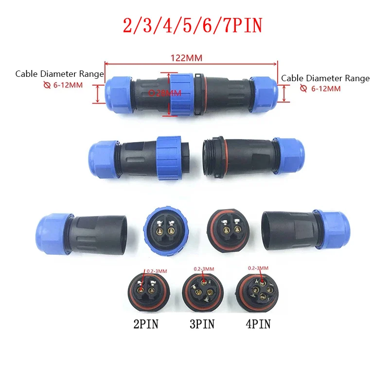 IP68 Waterproof Connector LD20 No Soldering Cable Connector Plug & Socket Male And Female 2 3 4 5 6 7 Pin Docking Aviation Plug