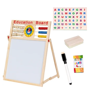

Wooden Puzzle Learning Toy Multi-function Drawing Board Wooden Children's Writing Board Double-sided Magnetic Drawing Board
