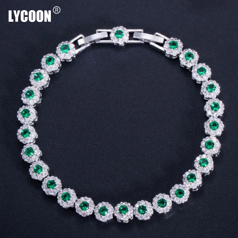 LYCOON модные свадебные ювелирные кристаллы CZ браслеты покрытые серебром с кубическим цирконием женские браслеты подарок для жены или подруги
