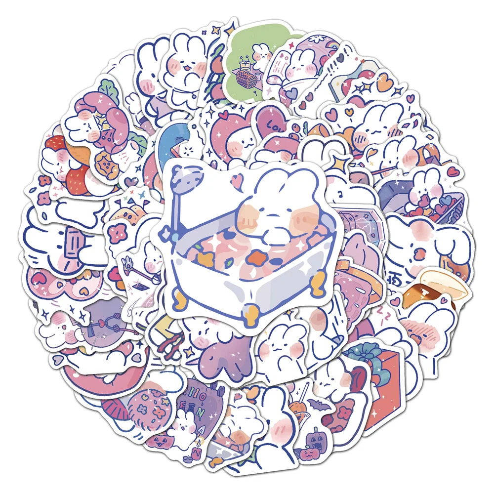 50pcs Soft Cute Rabbit Stickers For Notebooks Stationery Laptop Kscraft Pink Sticker Scrapbooking Material Scrapbook Supplies