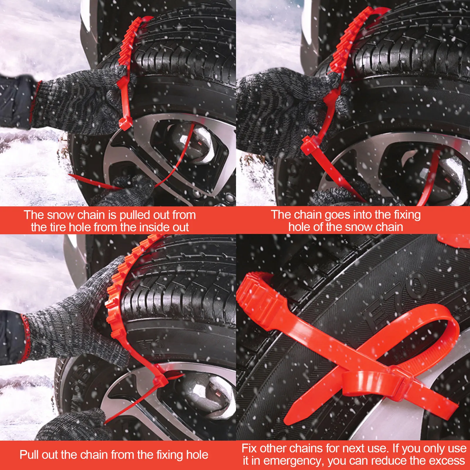 Tire Chains 10pcs/lot Car Winter Tire Wheels Snow Chain Anti-Skid Cable Belt Outdoor for Ice Mud Sand Auto Accessories