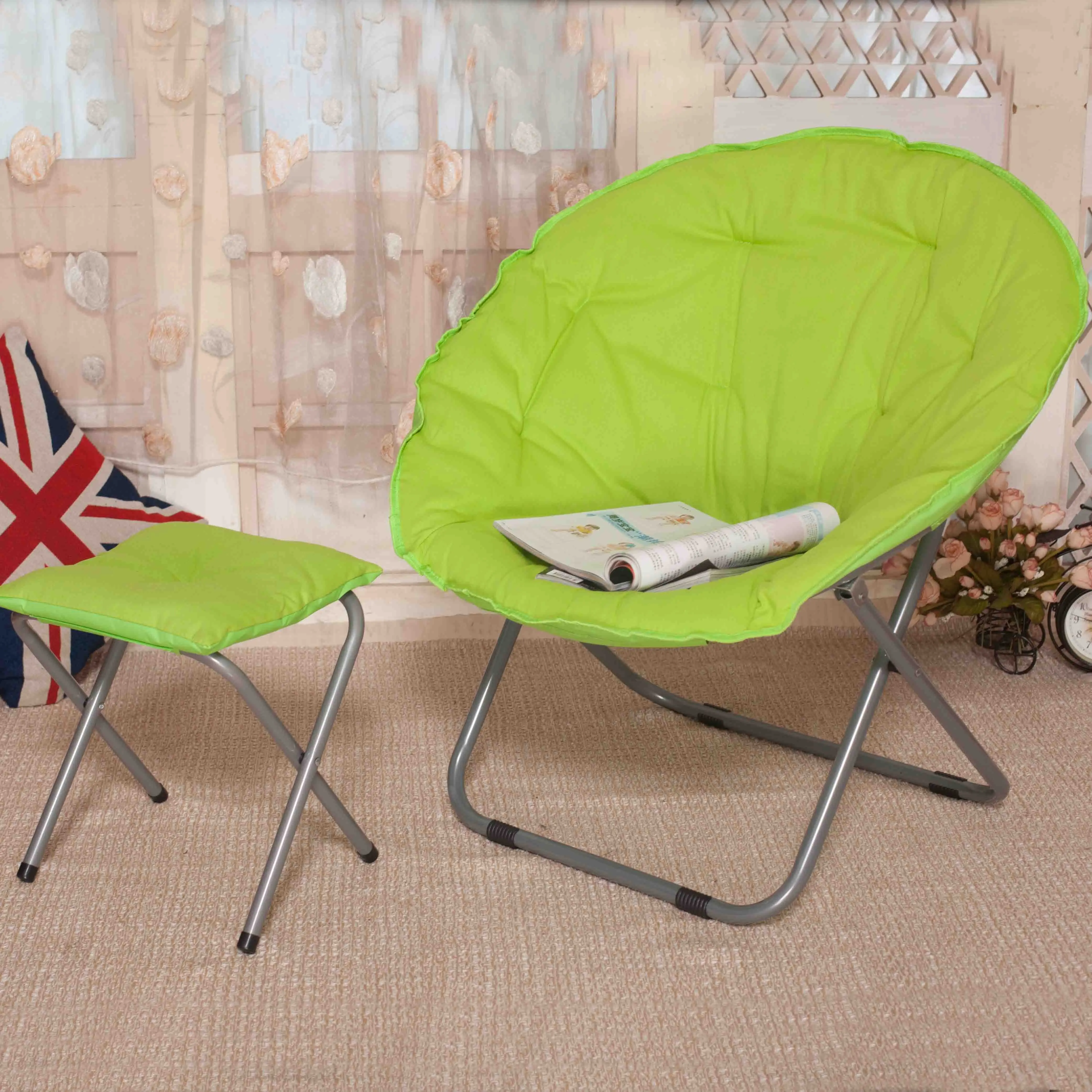 Foldable Round Padded Seat for Adults Dark Blue UK Navaris Folding Moon Chair 