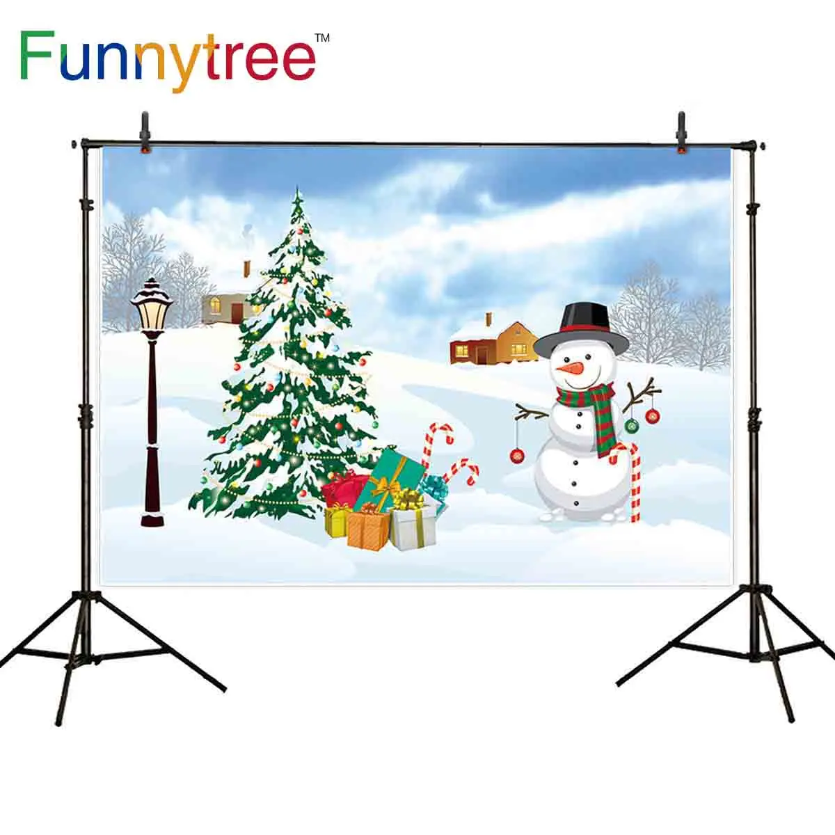 

Funnytree backdrops photocall Christmas snowman new year winter cartoon gift Photo Studio photography Backgrounds photophone