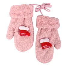 Мультфильм Рождество полный палец теплые толстые варежки Лыжный Спорт ветровка перчатки шапка наушники детское Рождественское украшение для волос# E30