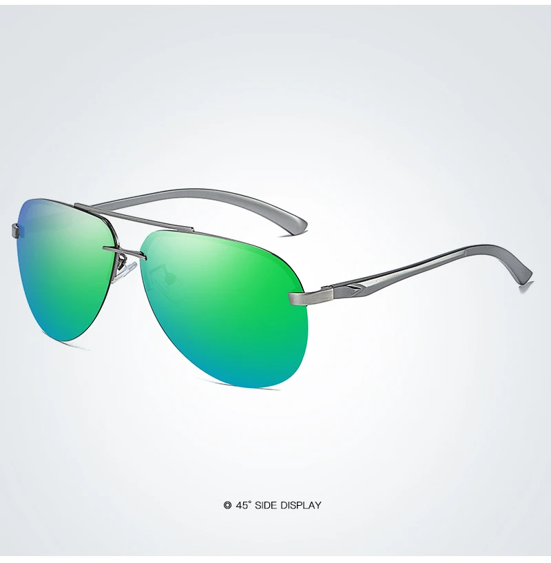 Мужские солнцезащитные очки с алюминиевыми ножками, поляризованные зеркальные классические очки без оправы для вождения, авиационные солнцезащитные очки для женщин