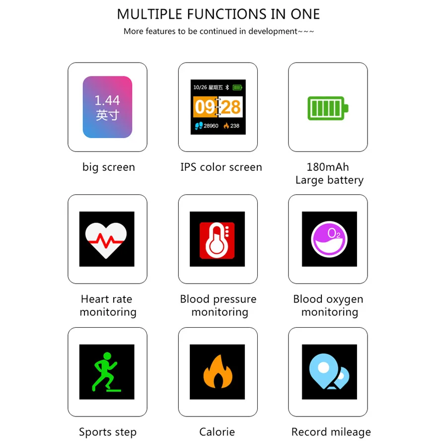 Smart Watch BINSSAW Men Women Heart Rate Fitness Smart Bracelet LED Color Screen Sport Watch Waterproof Multifunction Smartwatch