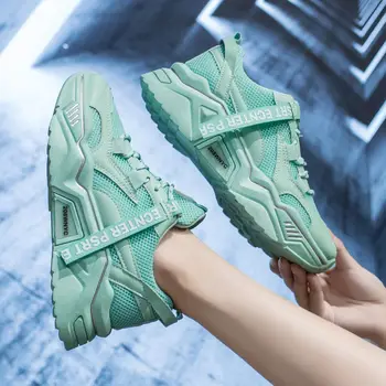 

Solid Sneakers Women 2020 Fashion Shoes Woman Letter Comfortable Breathable Black Green Flats Female Platform Chaussure Femme