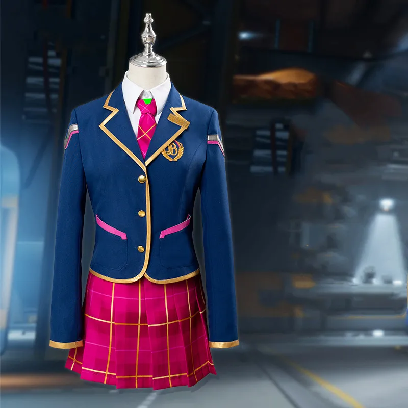 

Game OW D.VA Cosplay Costume Academy DVA Cosplay Costumes Hana Song Girl School Uniform Women Outfit Shirt Jacket Skirt