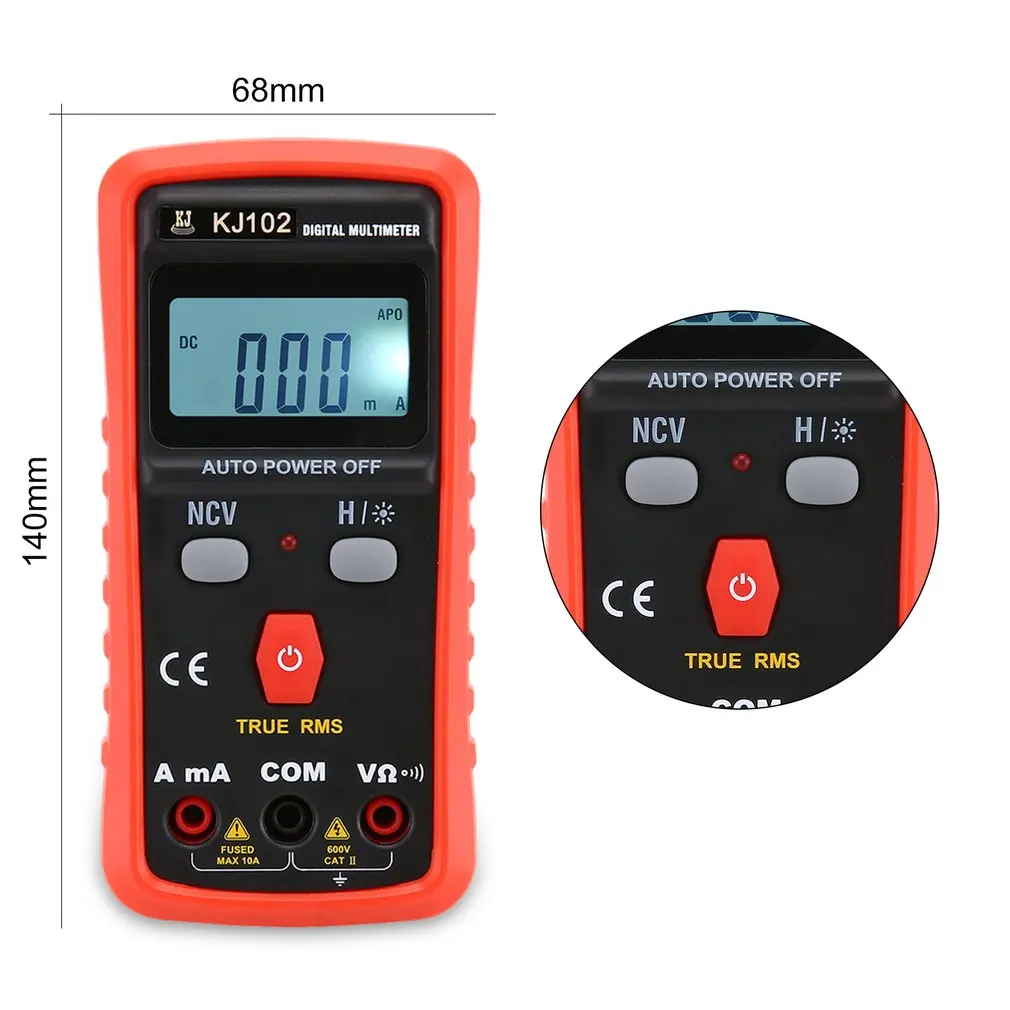 KJ102 1999 отсчетов Цифровой мультиметр автоматический диапазон True RMS AC/DC Вольт Ампер Ом Сопротивление непрерывности NCV тестер удержания данных