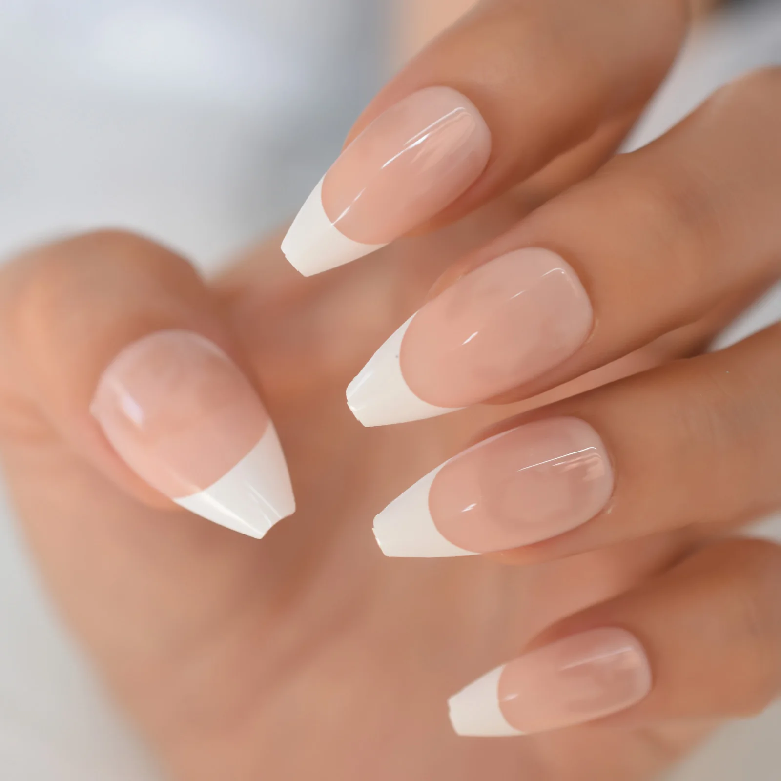 Uñas acrílicas naturales para manicura francesa, uñas acrílicas  artificiales, color blanco, diseño 24 - AliExpress Belleza y salud